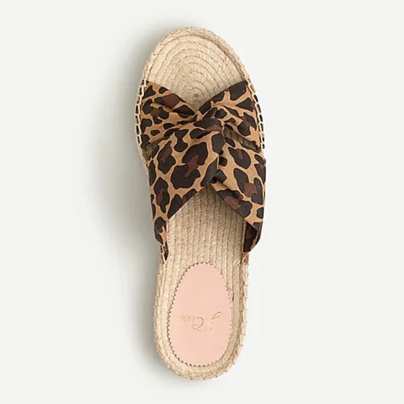 J. Crew Twisted-knot sandals leopard canvas-10 - Picture 2 of 4